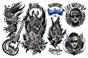Guitar in the blue flames tattoo idea