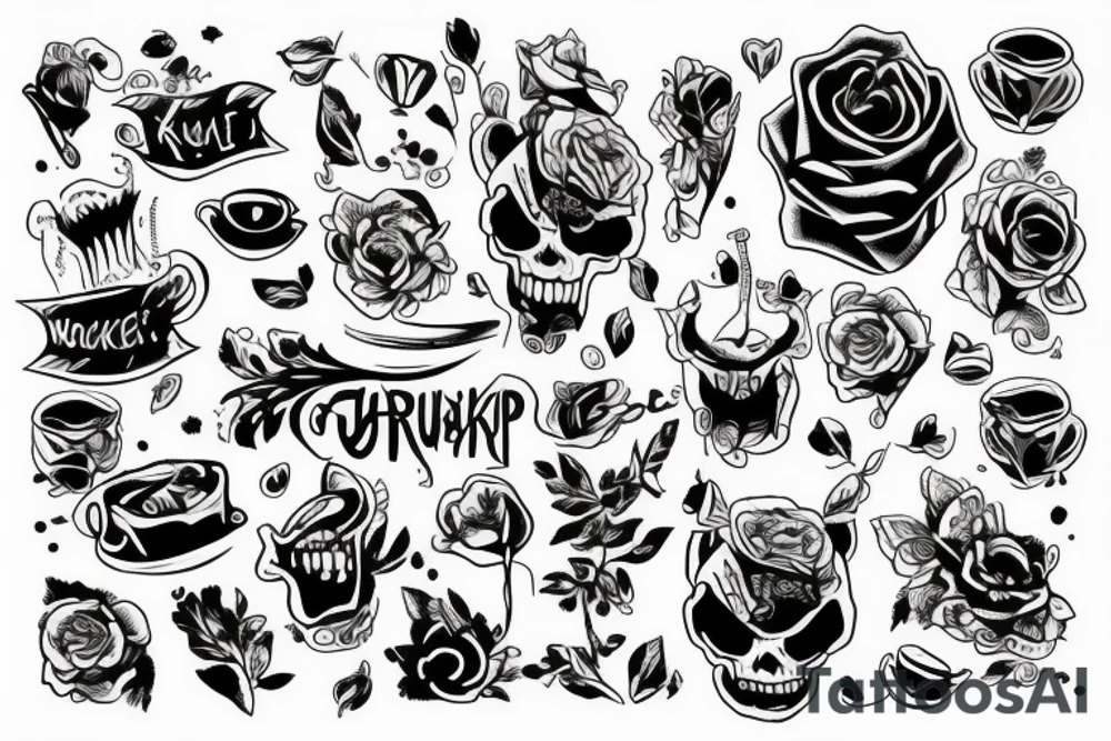 Колючки к надписью wake up tattoo idea