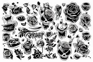 Колючки к надписью wake up tattoo idea