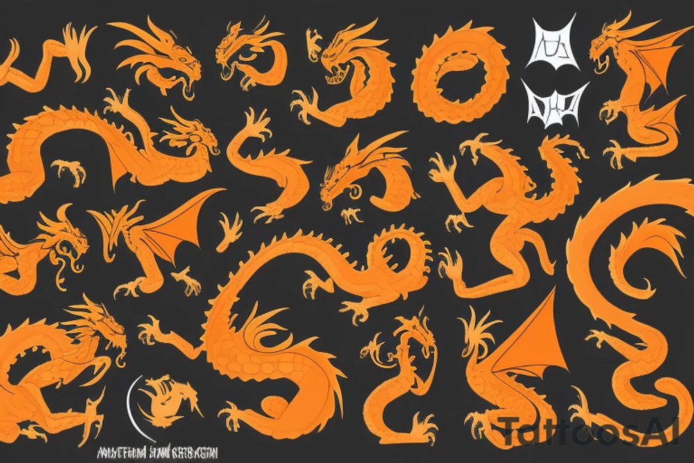orange dragon tattoo idea