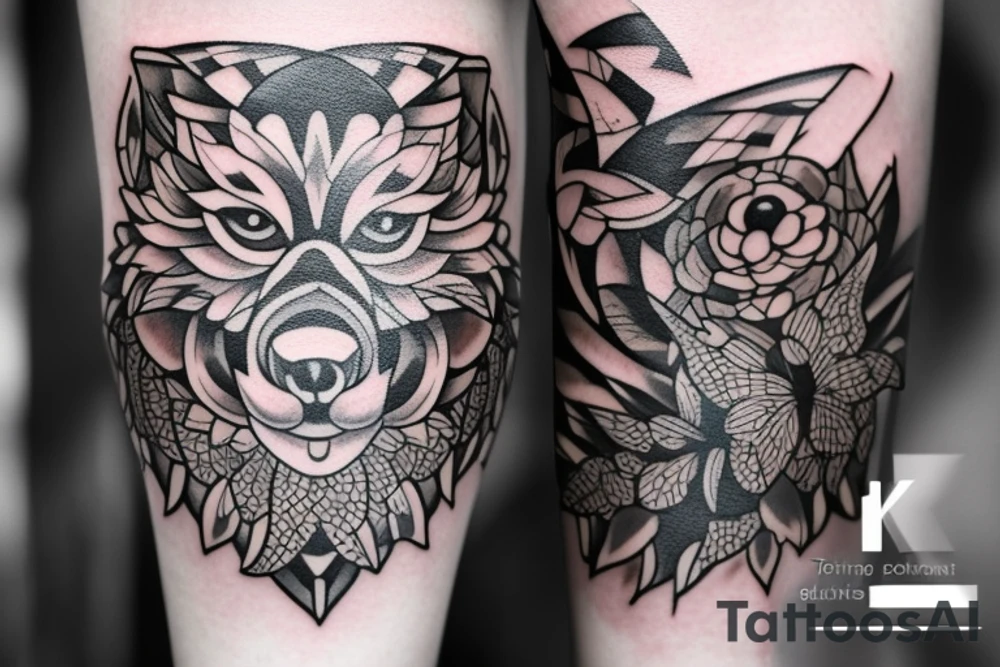 Солдат на коне держит летучую мышь и скачет от казаков tattoo idea