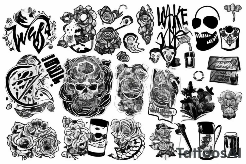 Колючки к надписью wake up tattoo idea