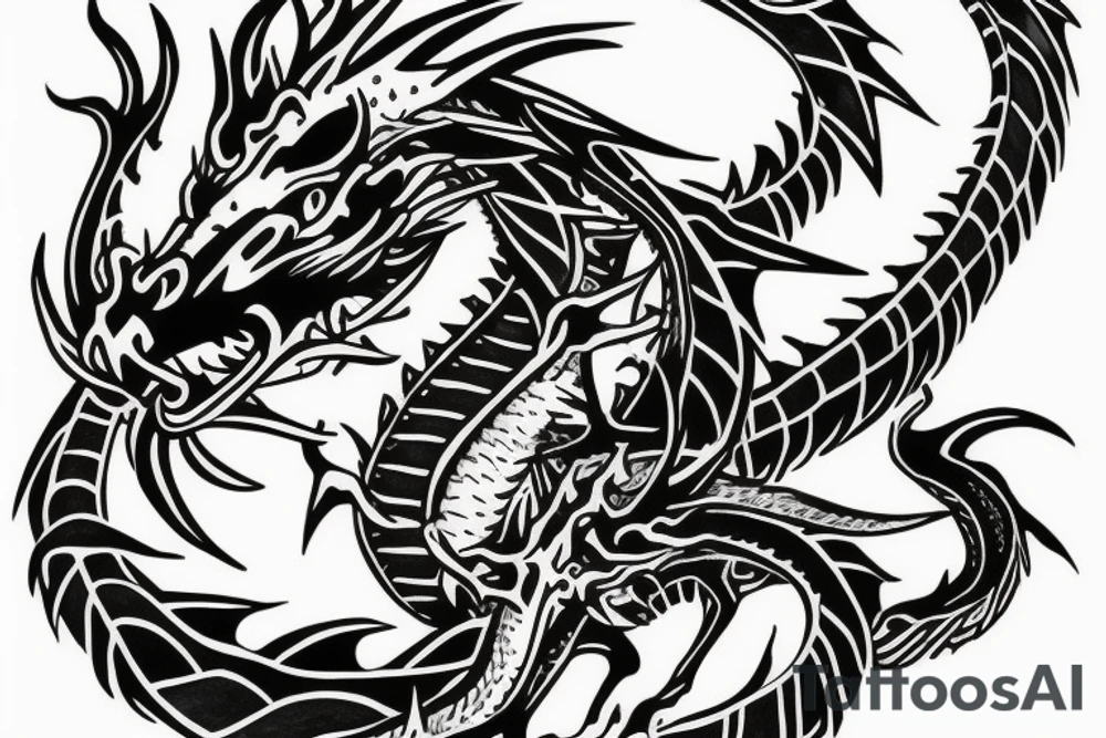 Dragon on a chest tattoo idea