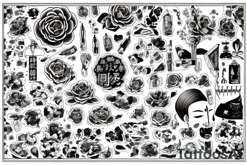 сакура и японские замки tattoo idea