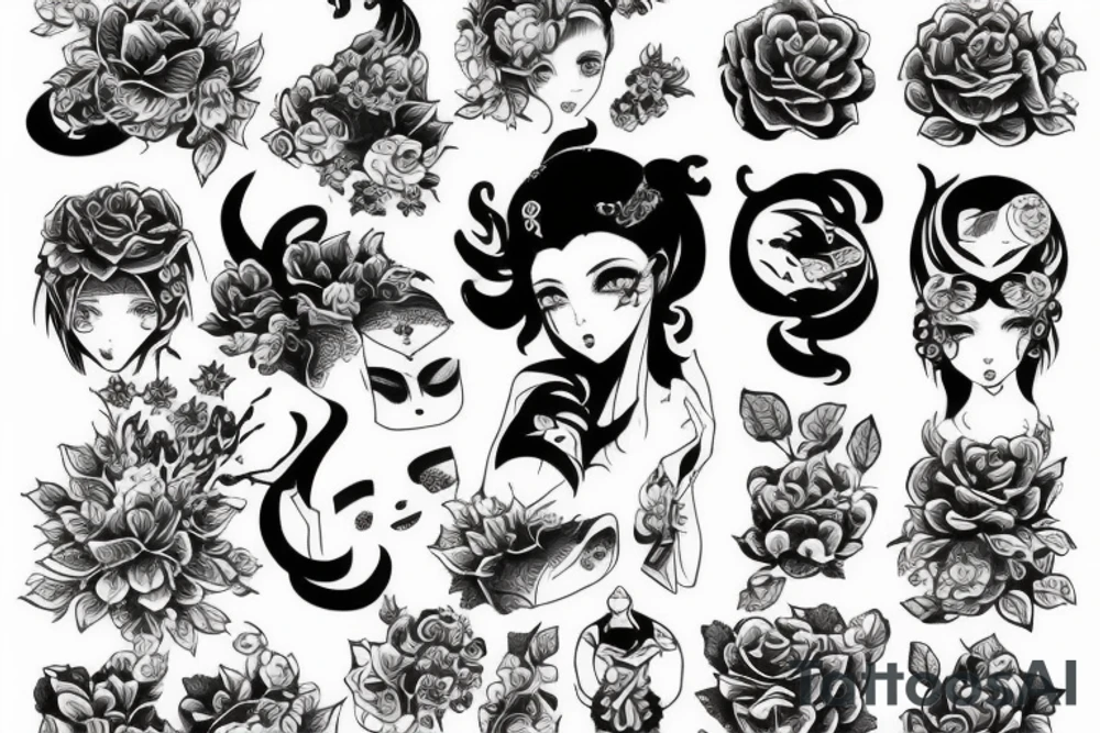 сакура и японские замки tattoo idea