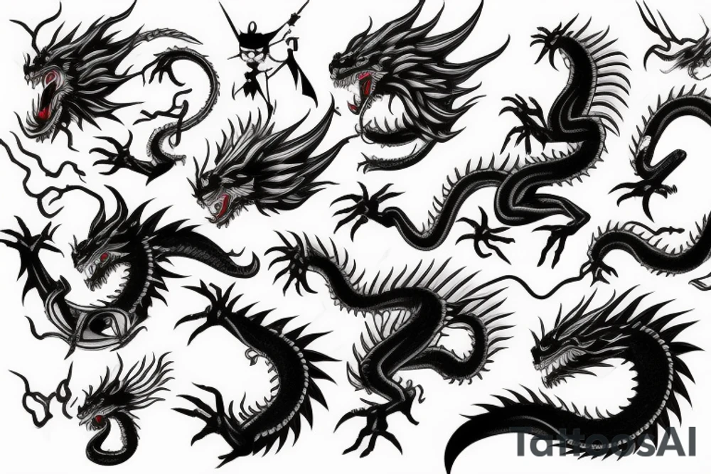 Japan warrior fight with dragon tattoo idea