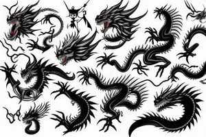 Japan warrior fight with dragon tattoo idea