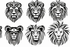 small simple lion, in fine lines, cartoon and cute tattoo idea