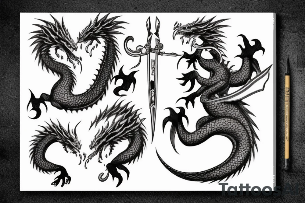 Japan warrior fight with dragon tattoo idea