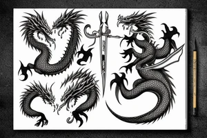 Japan warrior fight with dragon tattoo idea