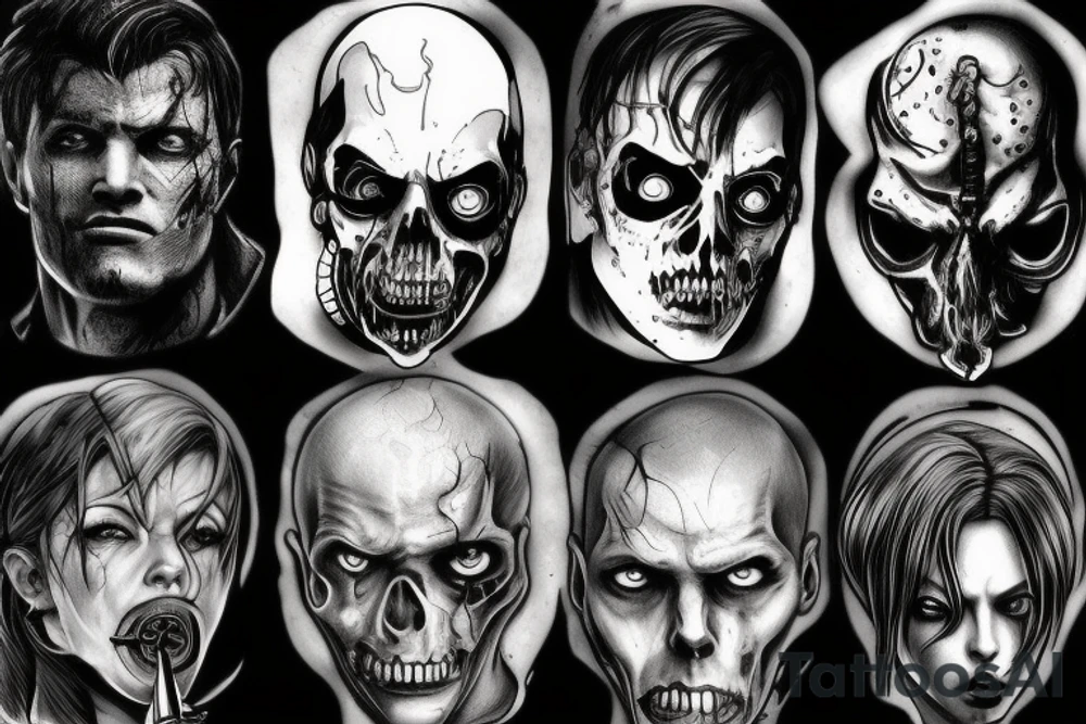 All antagonists from resident evil in one picture tattoo idea