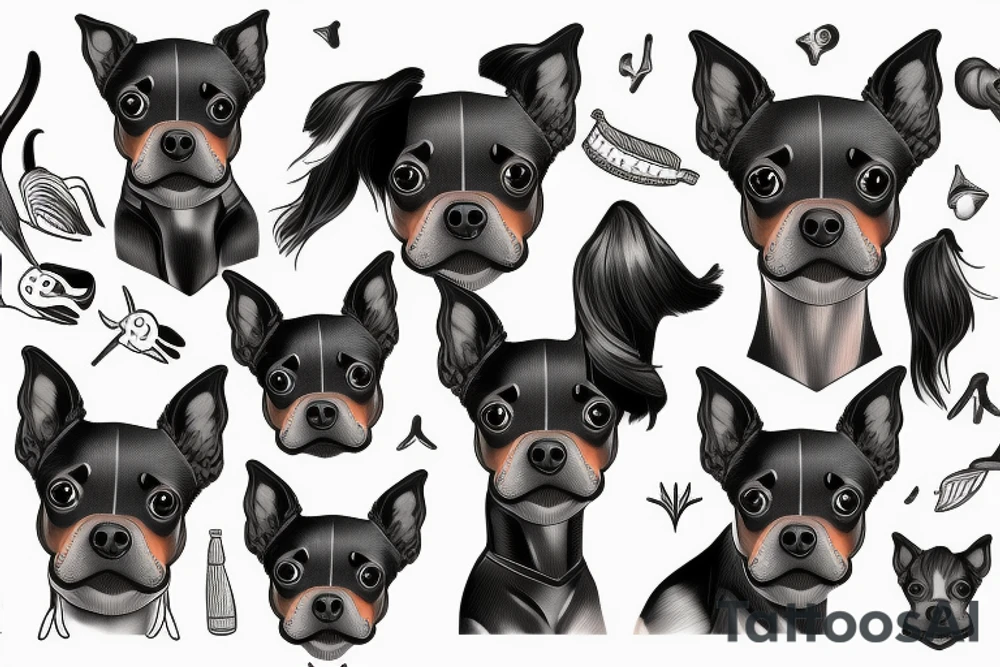 Happy russian toy terrier tattoo idea