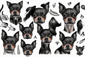 Happy russian toy terrier tattoo idea