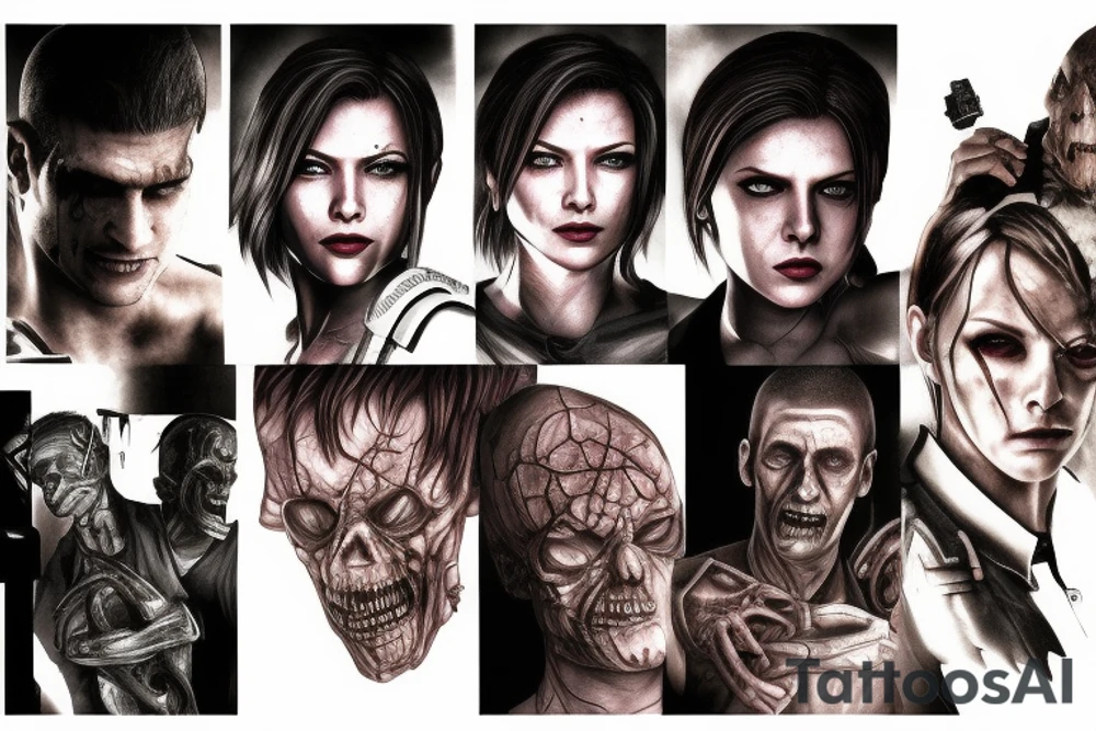 All antagonists from resident evil in one picture tattoo idea