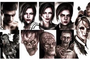 All antagonists from resident evil in one picture tattoo idea