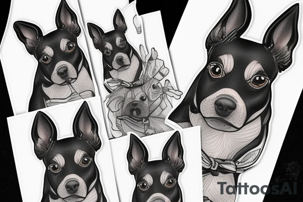 Happy russian toy terrier tattoo idea