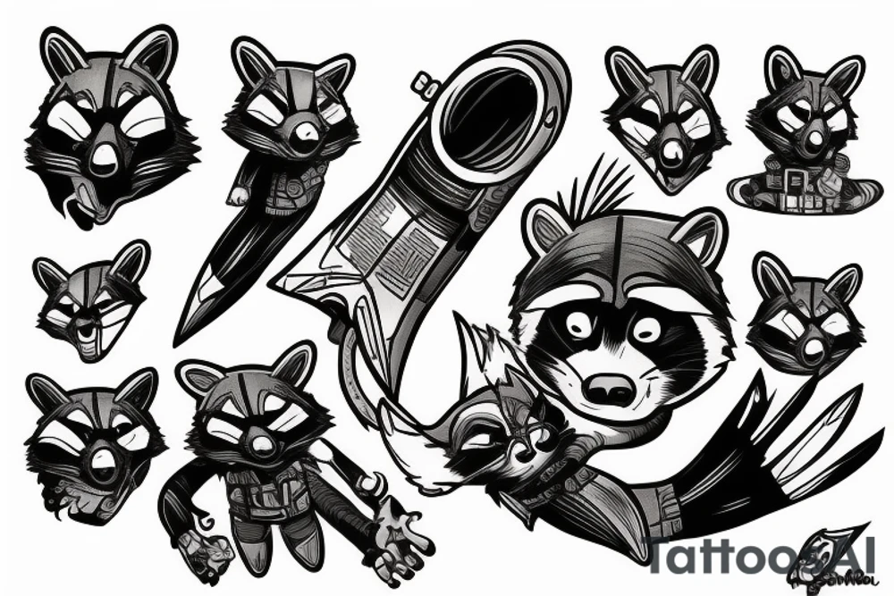 rocket raccoon from guardians of the galaxy tattoo idea