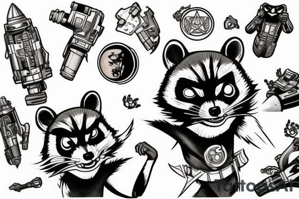 rocket raccoon from guardians of the galaxy tattoo idea