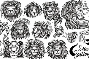 small simple lion, in fine lines, cartoon and cute tattoo idea