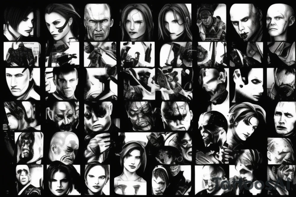All antagonists from resident evil in one picture tattoo idea