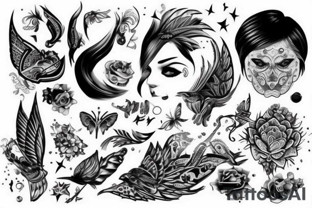 Казак на коне держит летучую мышь за лапу tattoo idea