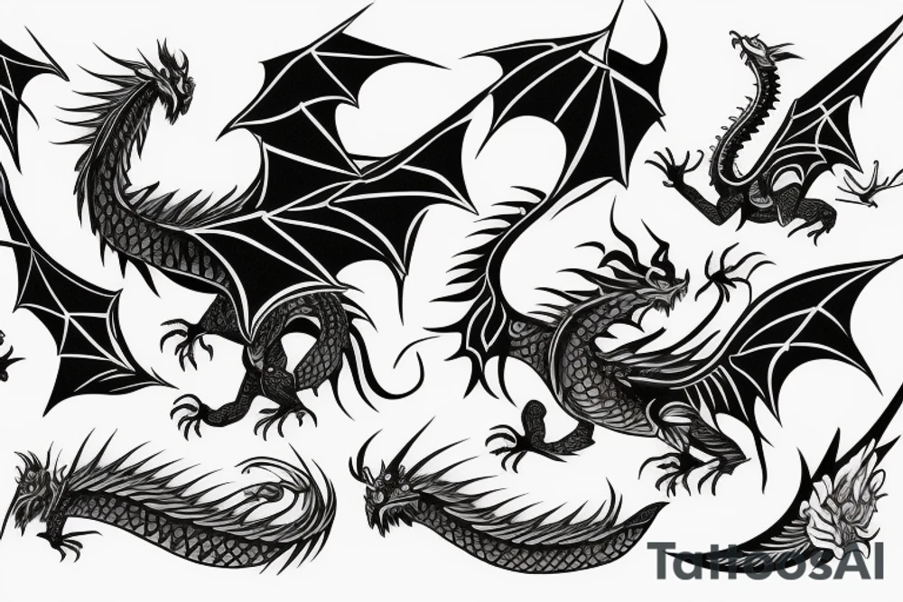 Dragon with big wings tattoo idea