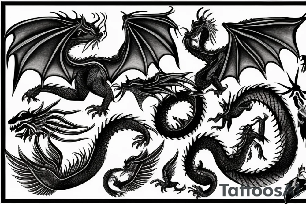 Dragon with big wings tattoo idea