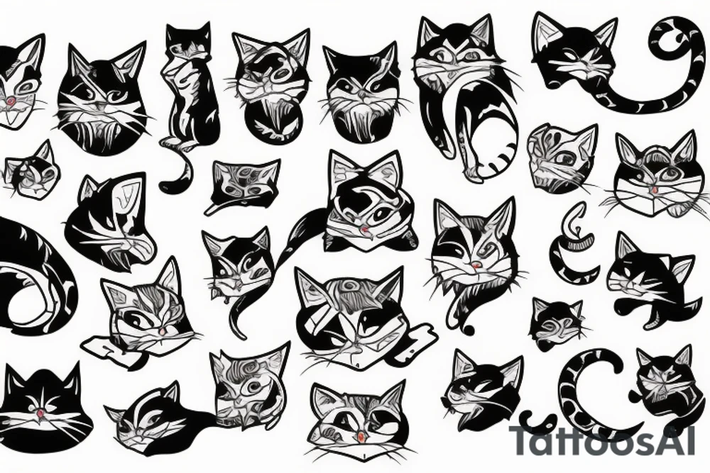 wild mad cat tattoo idea