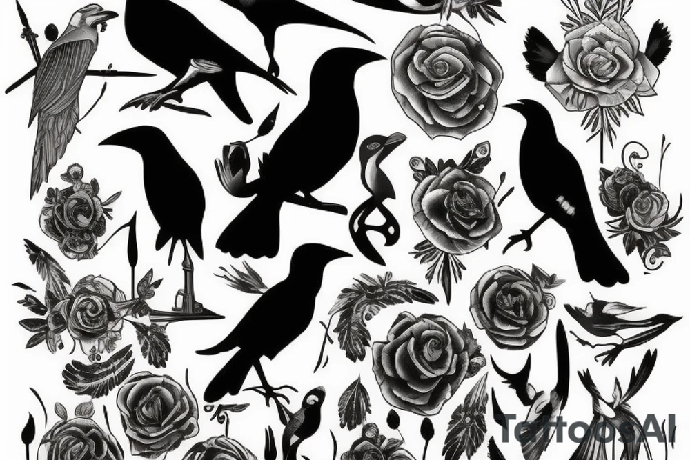 Raven in style tattoo idea