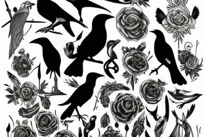 Raven in style tattoo idea