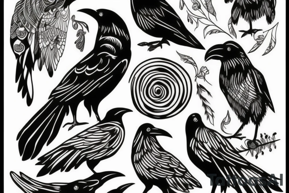Raven in style tattoo idea