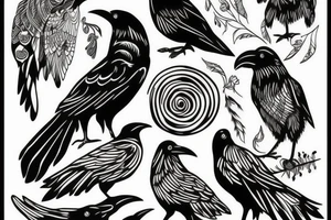 Raven in style tattoo idea