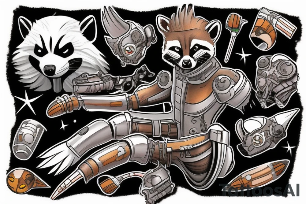 rocket raccoon from guardians of the galaxy tattoo idea