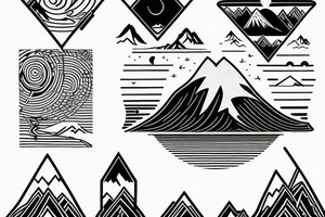 Surfer, mountain,sunset tattoo idea