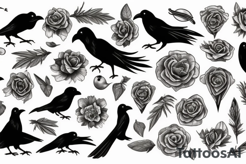 Raven in style tattoo idea