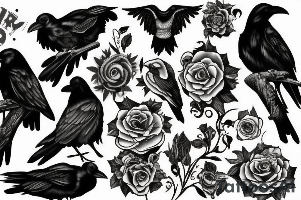 Raven in style tattoo idea