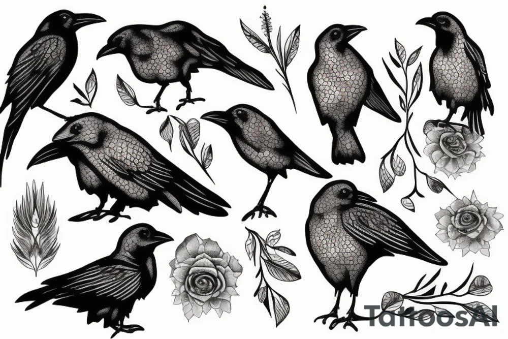 Raven in style tattoo idea