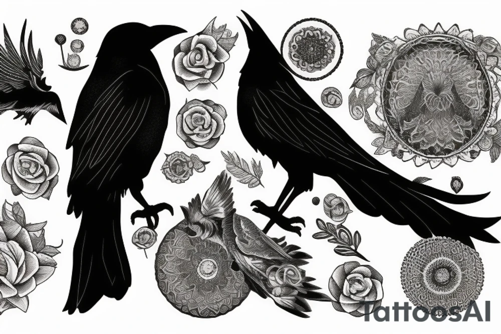 Raven in style tattoo idea