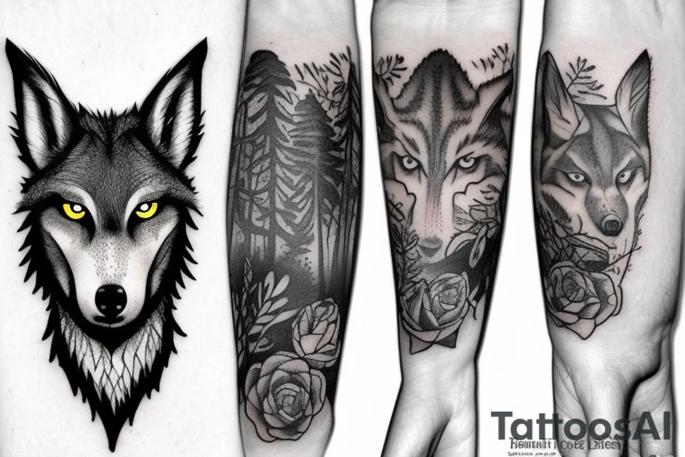 lone wolf in the forest tattoo idea