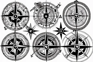 compass and airlane tattoo idea