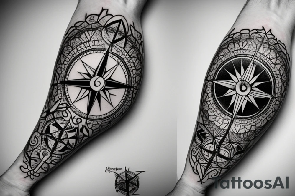 compass and airlane tattoo idea