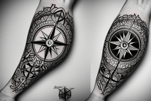 compass and airlane tattoo idea