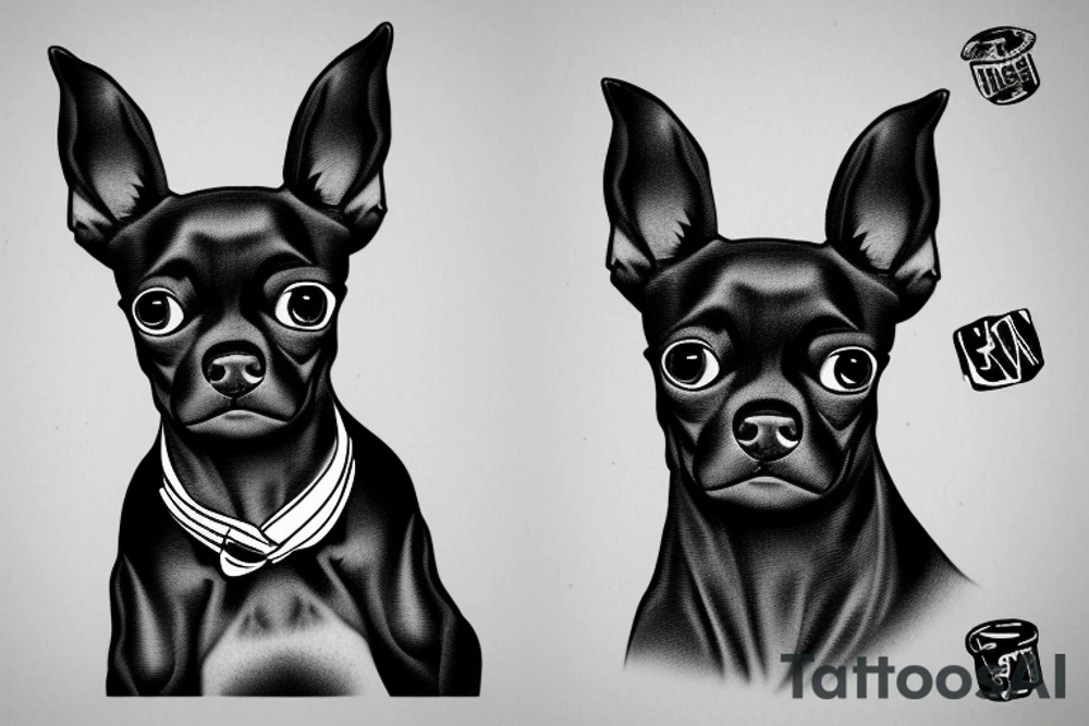 russian toy terrier barking tattoo idea