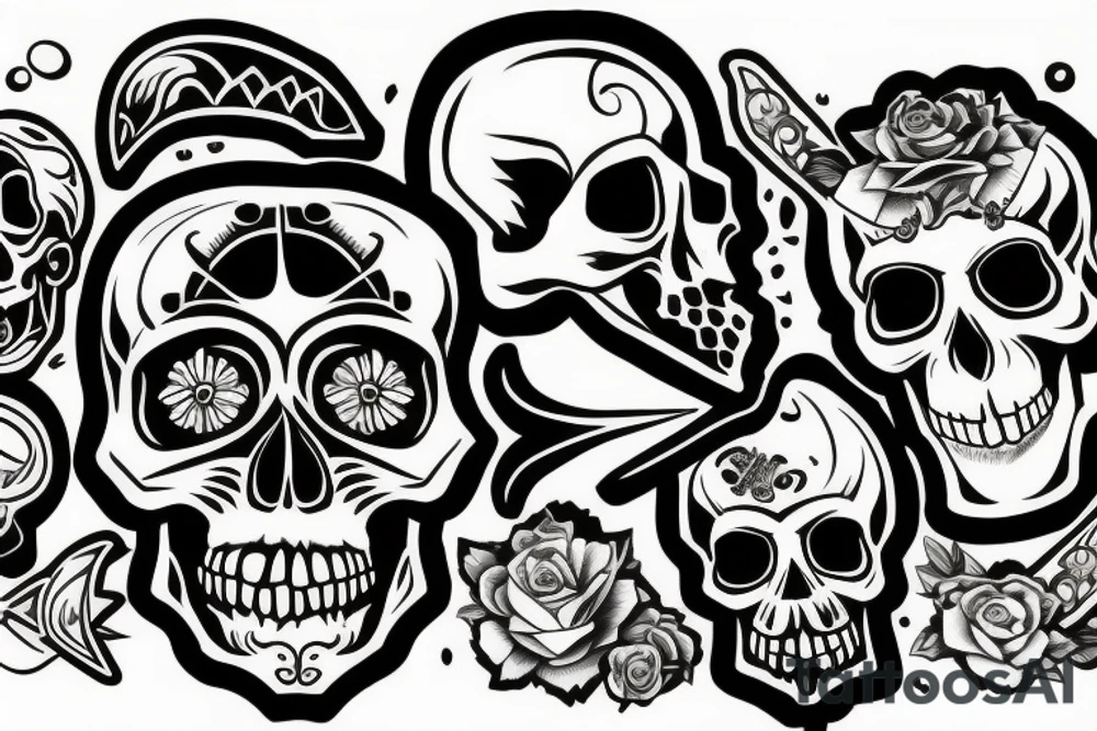 a skull in a helmet tattoo idea