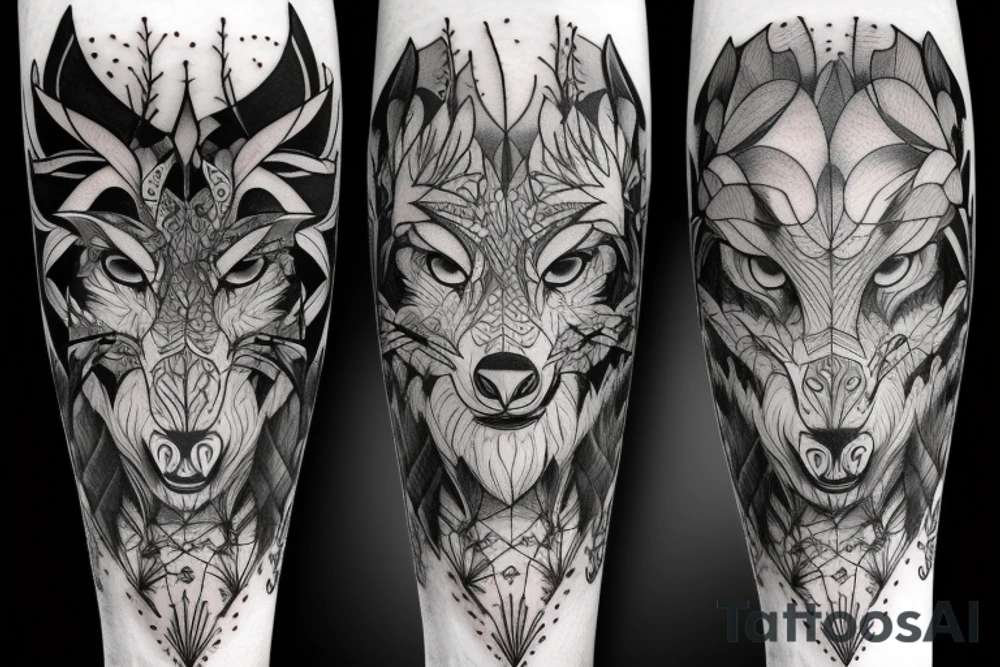 lone wolf in the forest tattoo idea
