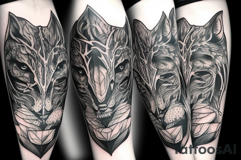 lone wolf in the forest tattoo idea