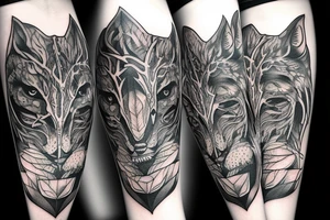 lone wolf in the forest tattoo idea