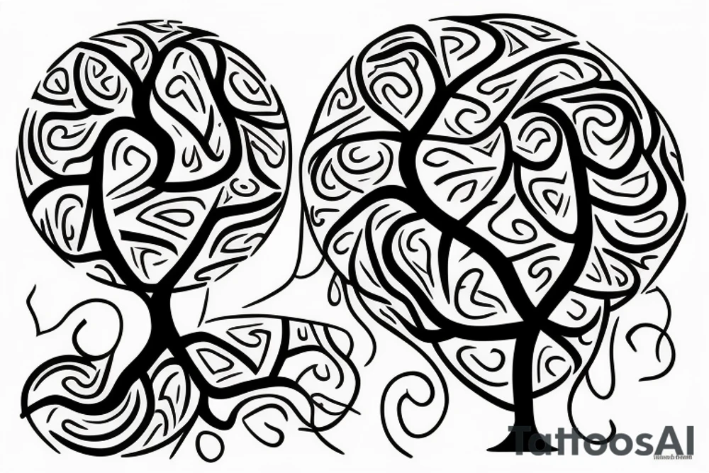 A tree with two trunks that intertwine in DNA tattoo idea A tree with two trunks that intertwine in DNA tattoo idea