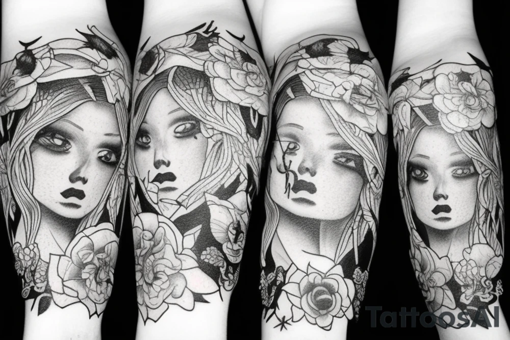 Money with death with girl tattoo idea