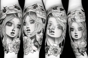 Money with death with girl tattoo idea